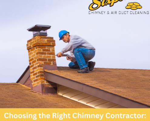 Professional chimney contractor from Six Penny Sweeps cleaning a chimney