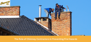 Professional chimney contractors from Sixpenny Chimney Sweep repairing a chimney in Woodbridge.