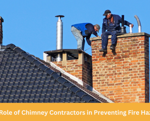 Professional chimney contractors from Sixpenny Chimney Sweep repairing a chimney in Woodbridge.