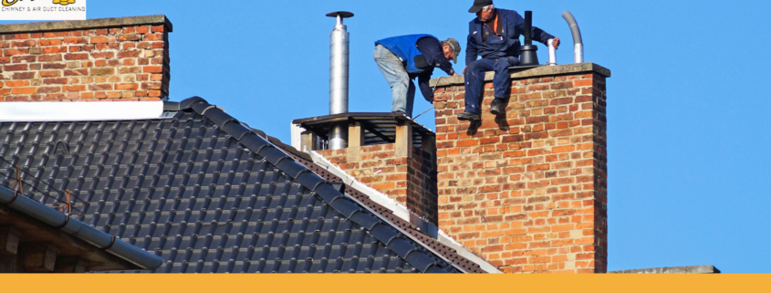 Professional chimney contractors from Sixpenny Chimney Sweep repairing a chimney in Woodbridge.